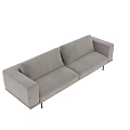 Modern Two Seater Sofa With Textured Linen Fabric Light Beige Metal Legs