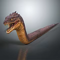 Mythical Serpent Character With Horned Head Scaled Body And Fierce Open Mouth