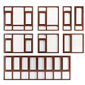 Various Wooden Window Frame Designs With Different Structural Styles And Sizes 3d model