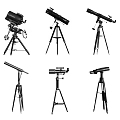 Six Different Styles of Digital Telescopes with Tripod Stands and Unique Designs