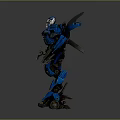 Blue Mecha Robot With Sci Fi Armor And Mechanical Arms Design