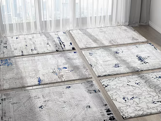 Modern Square Carpet Combo 3d model