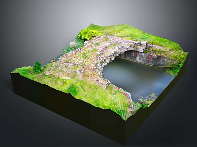 Detailed Landscape Terrain Model With Lush Grass Rocky Path And Pond 3d model