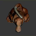 Anthropomorphic Creature Character 3D Model With Large Nose Orange White Body And Blue Eyes Standing