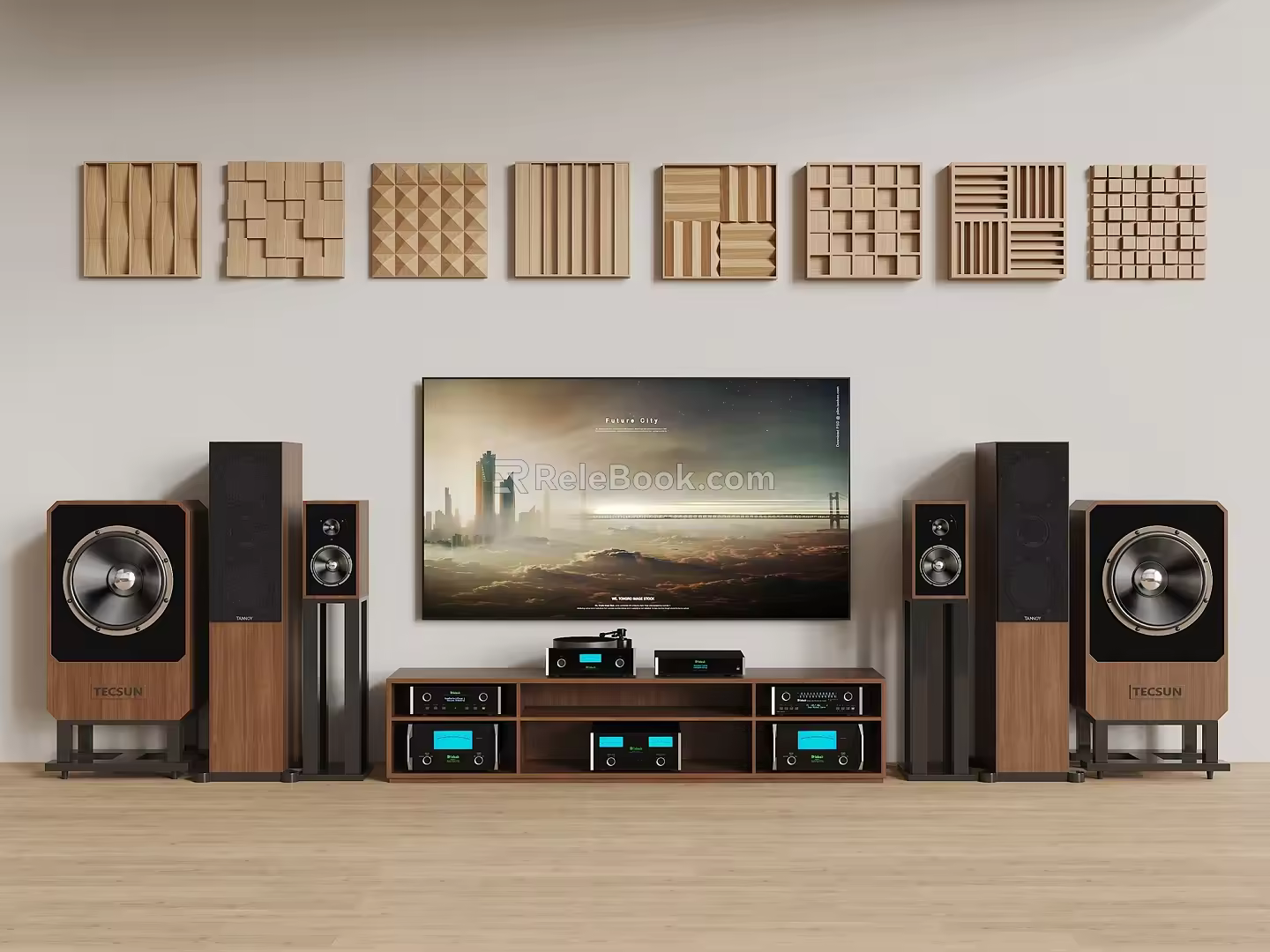 HIFI speaker sound-absorbing board combination speaker TV amplifier cabinet subwoofer diffuser board sound-absorbing board 3d model