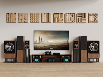 HIFI speaker sound-absorbing board combination speaker TV amplifier cabinet subwoofer diffuser board sound-absorbing board 3d model