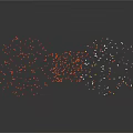 Abstract Flowing Particle Formation With Red And White Dots On White Background