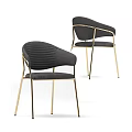 Modern Single Accent Chair With Curved Armrest Dark Gray Upholstery And Gold Metal Legs