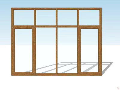 Modern Casement Window With Wooden Frame And Clear Glass Panes Design 3d model