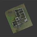 Ancient Stone Ruin Model Featuring Detailed Tower Structures and Grass Surroundings 3d model