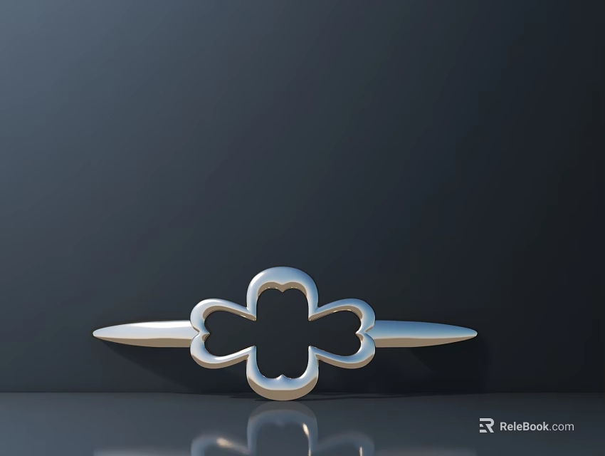 Silver Clover Shaped Hardware Tool With Hollow Design Pointed Ends And Reflective On Dark Background 3d model 
