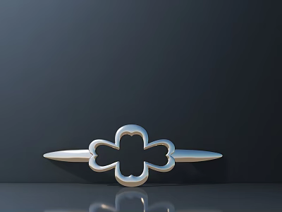 Silver Clover Shaped Hardware Tool With Hollow Design Pointed Ends And Reflective On Dark Background 3d model