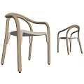 Modern Minimalist Single Chair With Light Wood Frame And Beige Cushion Curved Armrests Home Furniture