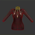 Futuristic Armor Inspired Top With Metallic Mesh Sleeves And Intricate Neckline Design