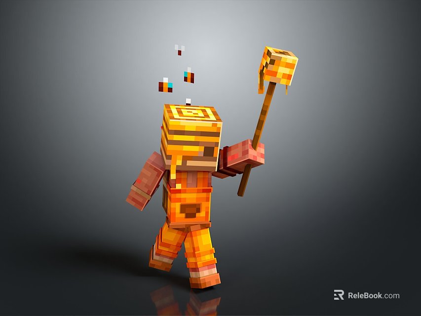 Minecraft Pixel Train Block Style Model With Colorful Details And Design 3d model 