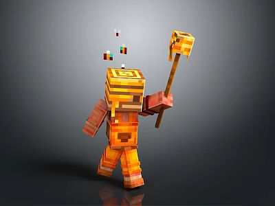 Minecraft Pixel Train Block Style Model With Colorful Details And Design 3d model