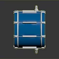Blue Shiny Drum With Metal Hardware And White Drumhead On Stand