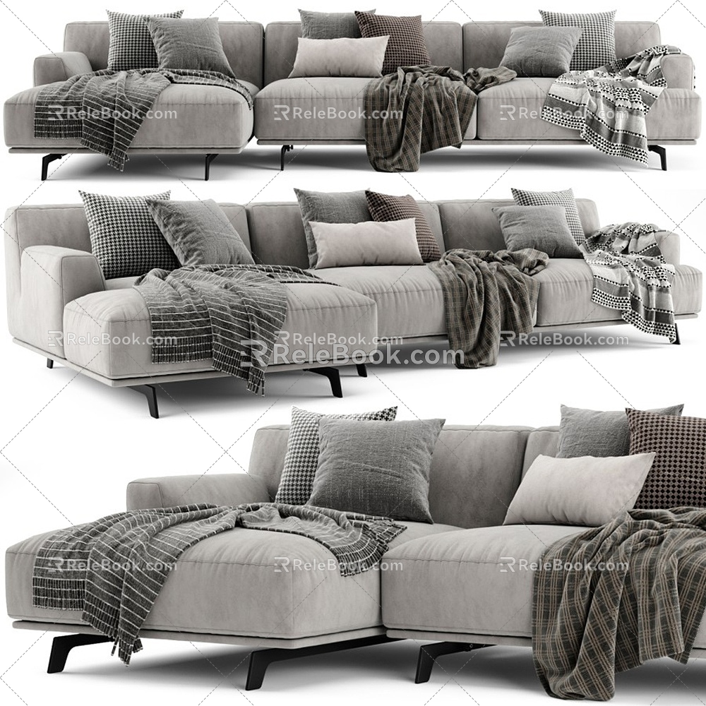 Poliform gray corner sofa 3d model