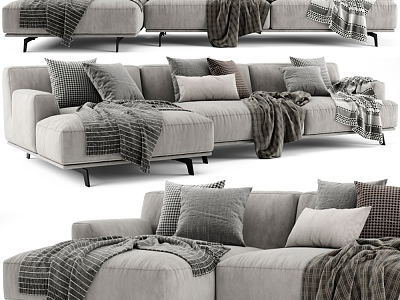 Poliform gray corner sofa 3d model