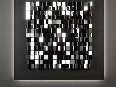 Modern Black And White Cube Wall Decor Featuring Geometric Patterns And Light Shadow Effects 3d model