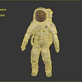 Man In White Astronaut Spacesuit With American Flag Patch Standing 3d model