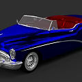 Vintage Blue Convertible Car With Red Interior And Chrome Details