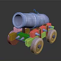 Vintage Cannon With Metal Barrel Wooden Carriage And Spoked Wheels