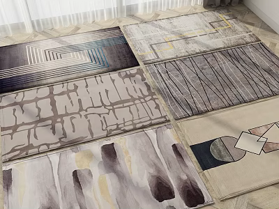 Modern Square Rugs With Abstract Geometric Patterns And Neutral Tone Textures 3d model