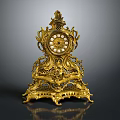 Ornate Golden Vintage Mantel Clock With Intricate Carvings And Classic Design