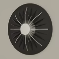 Modern Circular Black Wall Decor With White Center And Radiating Metal Strips