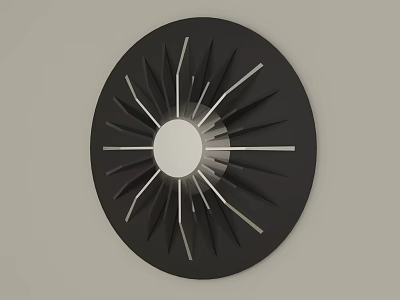 Modern Circular Black Wall Decor With White Center And Radiating Metal Strips 3d model