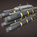 Military Weapon System With R2 Marked Missiles Black Yellow Stripes And Launcher Unit