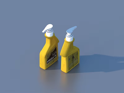 Two Yellow Pump Bottles As Practical Daily Necessities With Simple Design 3d model