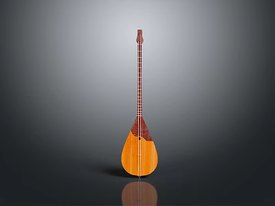 Traditional Chinese Wooden Pipa Lute with Carved Patterns Smooth Surface and Classic Design 3d model