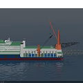 Offshore Engineering Vessel With Marine Crane And Structural Components At Sea