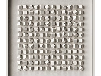 Three Dimensional Silver Cubes Arranged On White Wall Modern Geometric Decor Art 3d model