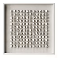 Three Dimensional Silver Cubes Arranged On White Wall Modern Geometric Decor Art