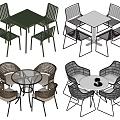 Modern outdoor furniture combination leisure table and chair combination 3d model