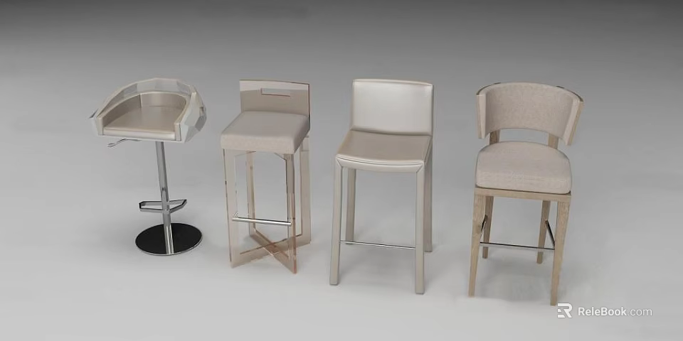 Various Modern Bar Stools With Different Styles And Materials For Home Decor 3d model