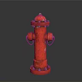 Vibrant Red Fire Hydrant With Metal Construction Top Cap Side Outlets Chains And Sturdy Base