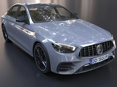 Silver Mercedes-Benz Luxury Sedan With Shiny Exterior Modern Front Design Black Alloy Wheels 3d model