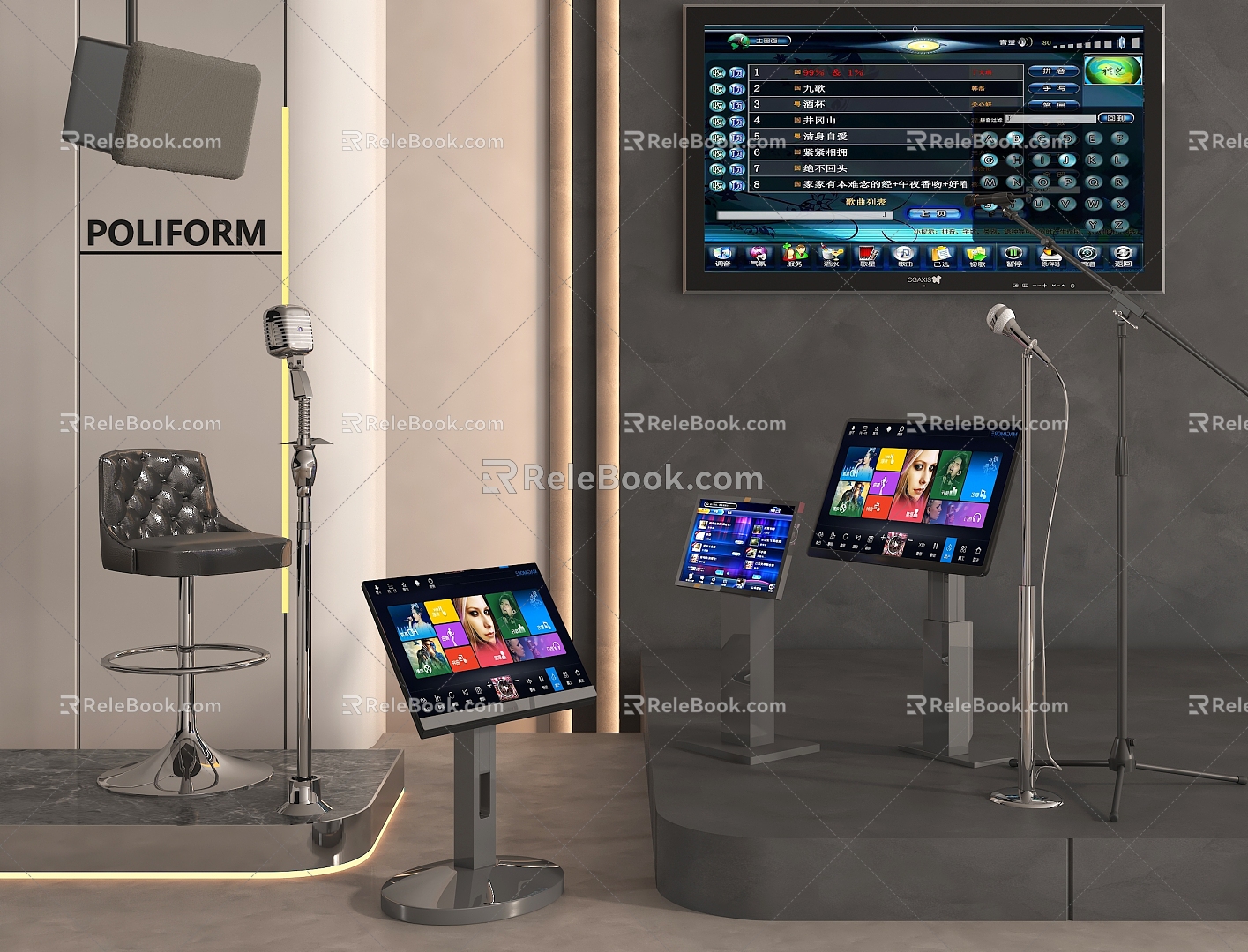 Song machine KTV song machine microphone display self-service machine microphone 3d model