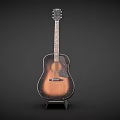 Classic Acoustic Guitar With Brown Sunburst Finish On Wooden Stand