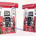 Public Gas Station With Red Fuel Pumps Quality PROlian Gasoline KOSGAR And GULF EXPRESS Signs