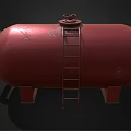 Red Industrial Pressure Vessel With Connected Pipes And Support Legs Structure 3d model