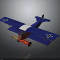 Vintage Blue Biplane Model with Red Wheels Yellow Propeller for Space and Aviation Enthusiasts
