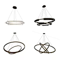 Modern Chandeliers With Circular Ring Design And Geometric Structure For Interior Decoration 3d model