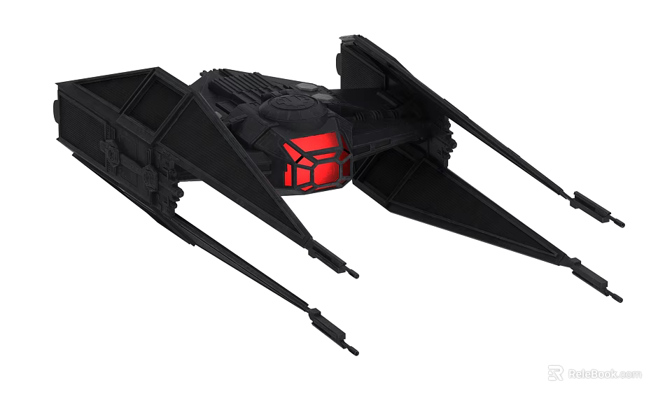 Black Fighter Jet With Red Accent Lights Angular Wing Structure And Sleek Design 3d model