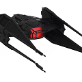 Black Fighter Jet With Red Accent Lights Angular Wing Structure And Sleek Design 3d model