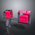 Futuristic Transparent Red Mechanical Weapon With Symmetrical Design And Grip Handle
